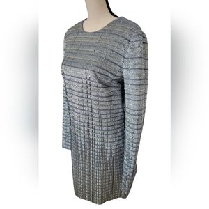 Vintage CARMEN MARC VALVO Silver Metallic Cocktail Mini Dress - Size 12